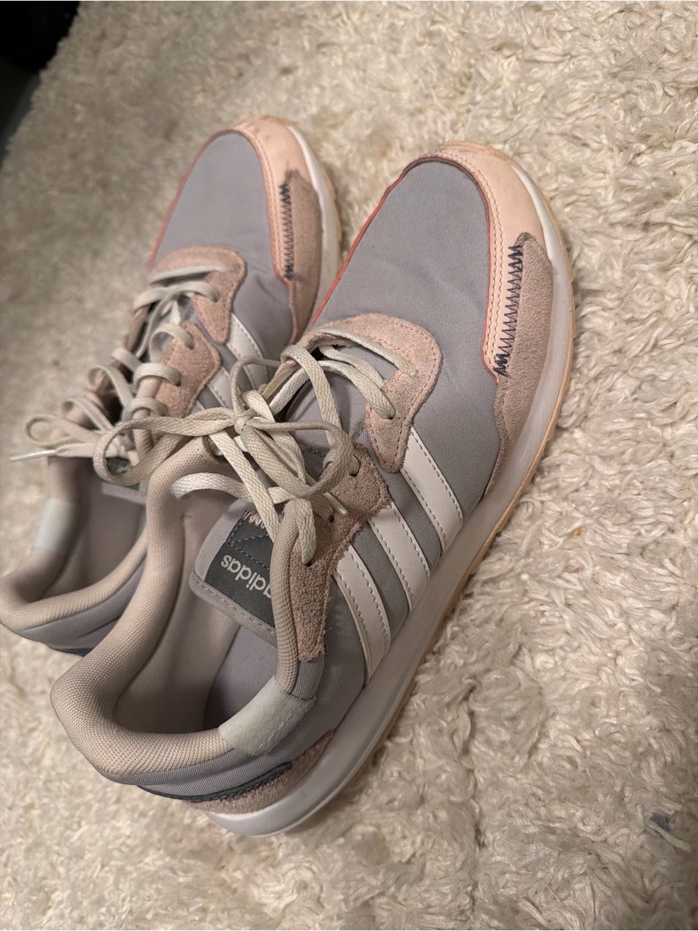 adidas Women's Gray and Blush Casual Runner Sneakers